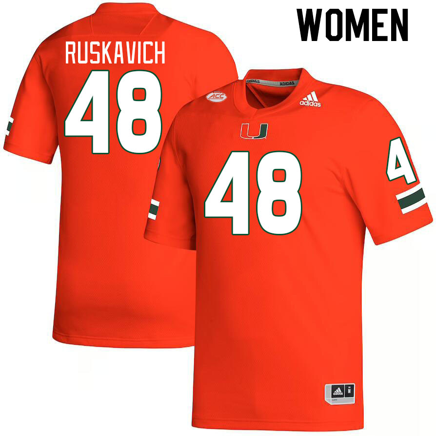 Women #48 Owen Ruskavich Miami Hurricanes College Football Jerseys Stitched-Orange
